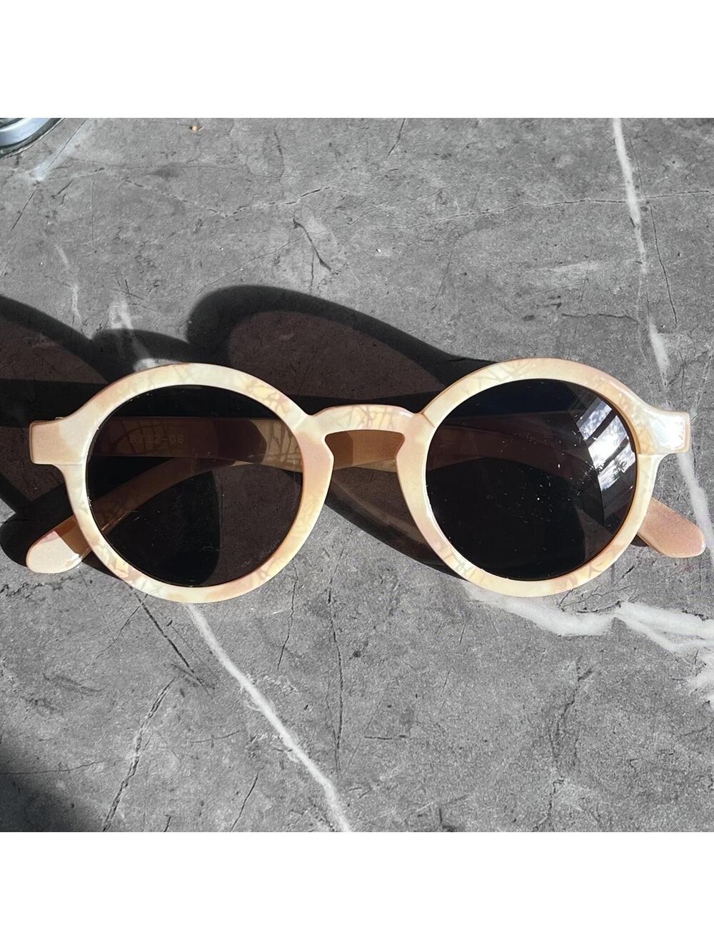 Mr. Boho Dalston Round Sunglasses Italy Cream Tortoise Marble Style Frame Retro - Picture 2 of 8